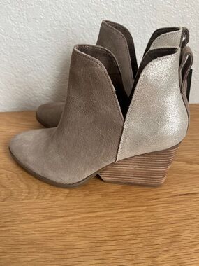Toms Taupe Suede Ankle Booties